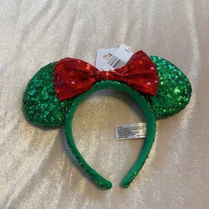 NWT Red & Green Sparkle Mickey Ears